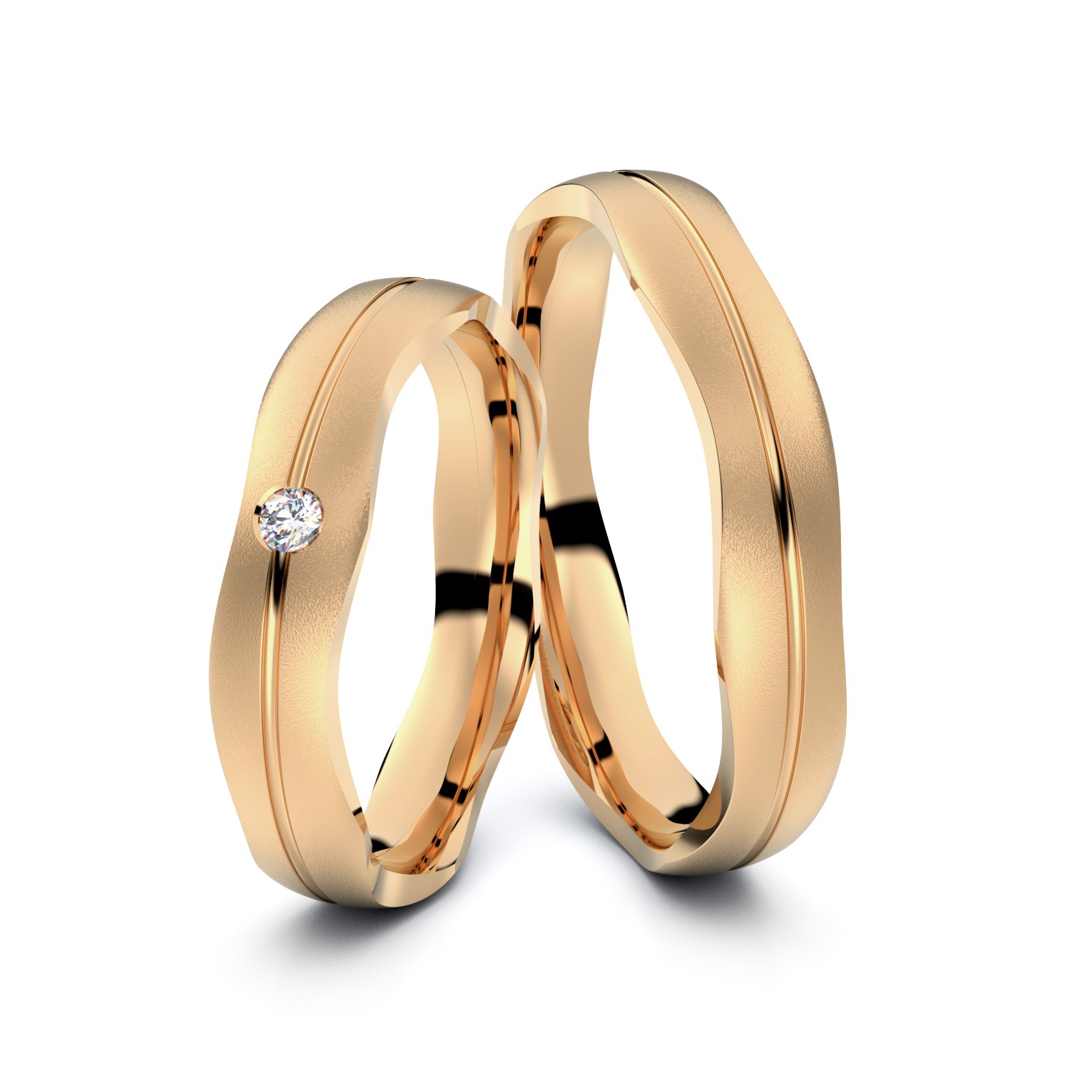Brillanten-Trauringe Small Wavy 585er Roségold – opt. mit Gravur, Farbe, wählbarer Reinheitsstufe & hochwertigem Holzetui Unkategorisiert online kaufen