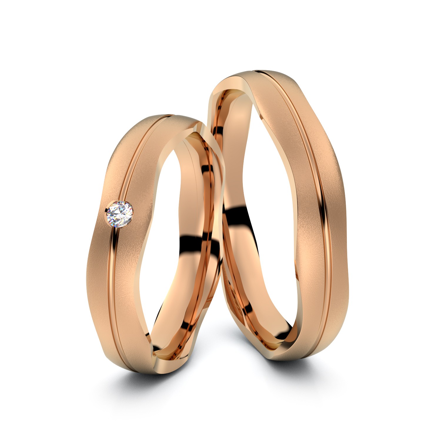 Brillanten-Trauringe Small Wavy 750er Rotgold – opt. mit Gravur, Farbe, wählbarer Reinheitsstufe & hochwertigem Holzetui Unkategorisiert online kaufen