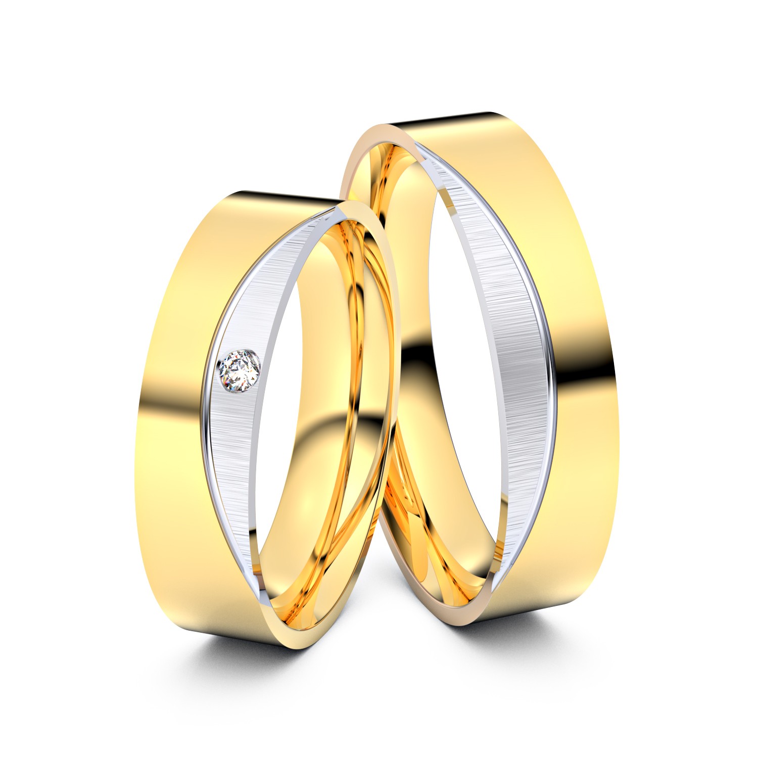 Brillanten-Trauringe Third Moon 333er Gelbgold-Weißgold – opt. mit Gravur, Farbe, wählbarer Reinheitsstufe & hochwertigem Holzetui Unkategorisiert online kaufen