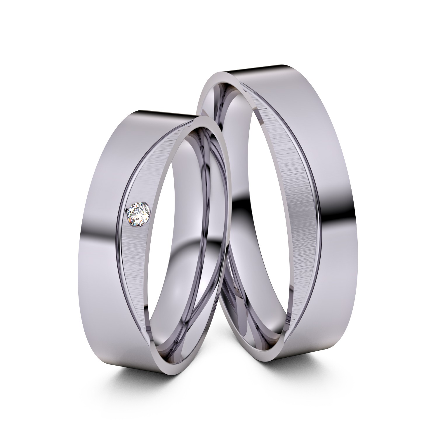 Brillanten-Trauringe Third Moon 585er Palladium – opt. mit Gravur, Farbe, wählbarer Reinheitsstufe & hochwertigem Holzetui Unkategorisiert online kaufen