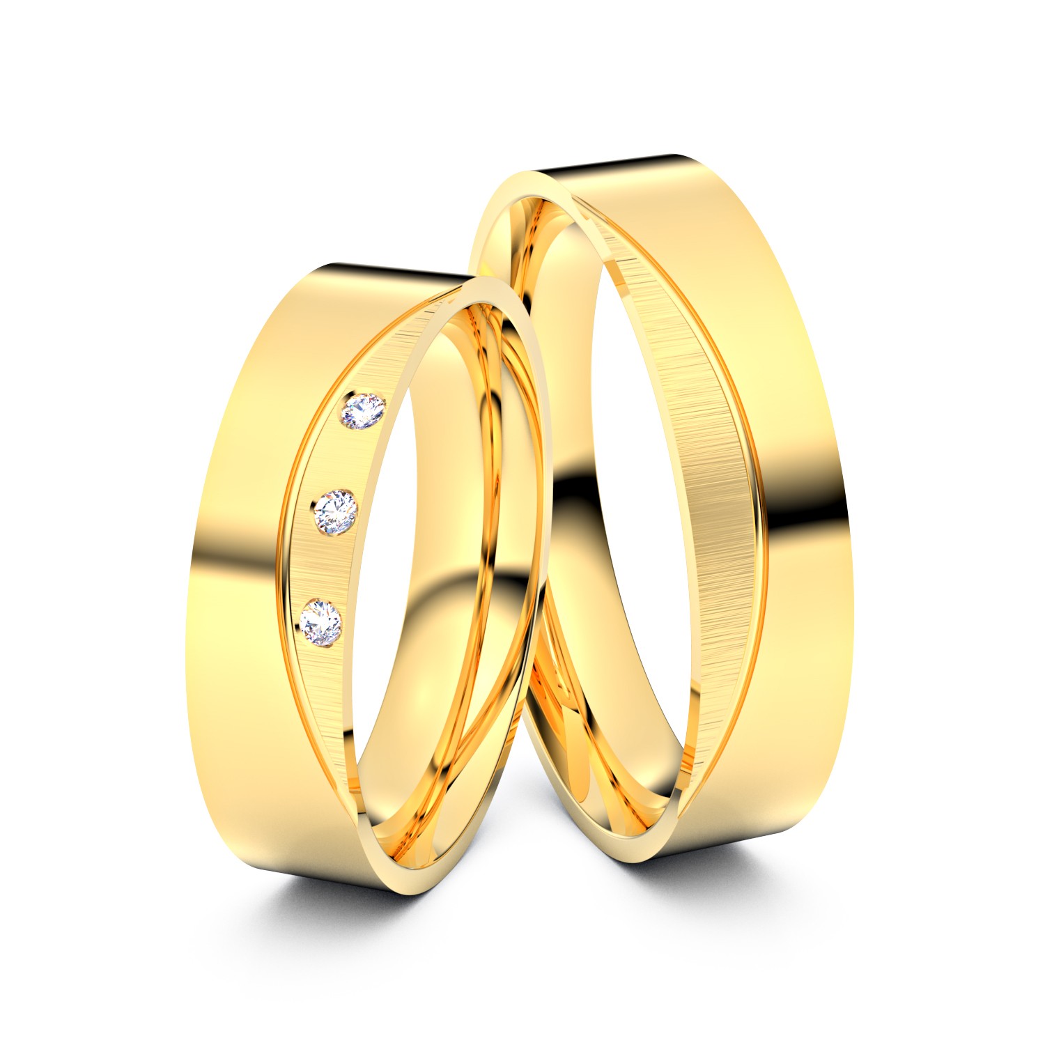 Brillanten-Trauringe Third Moon 750er Gelbgold – opt. mit Gravur, Farbe, wählbarer Reinheitsstufe & hochwertigem Holzetui Unkategorisiert online kaufen