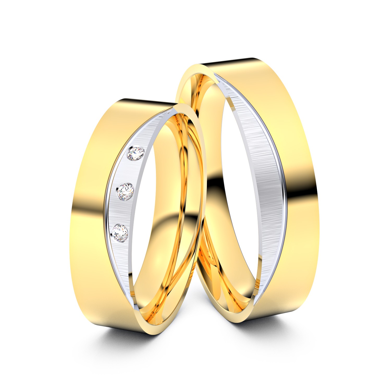 Brillanten-Trauringe Third Moon 750er Gelbgold-Weißgold – opt. mit Gravur, Farbe, wählbarer Reinheitsstufe & hochwertigem Holzetui Unkategorisiert online kaufen