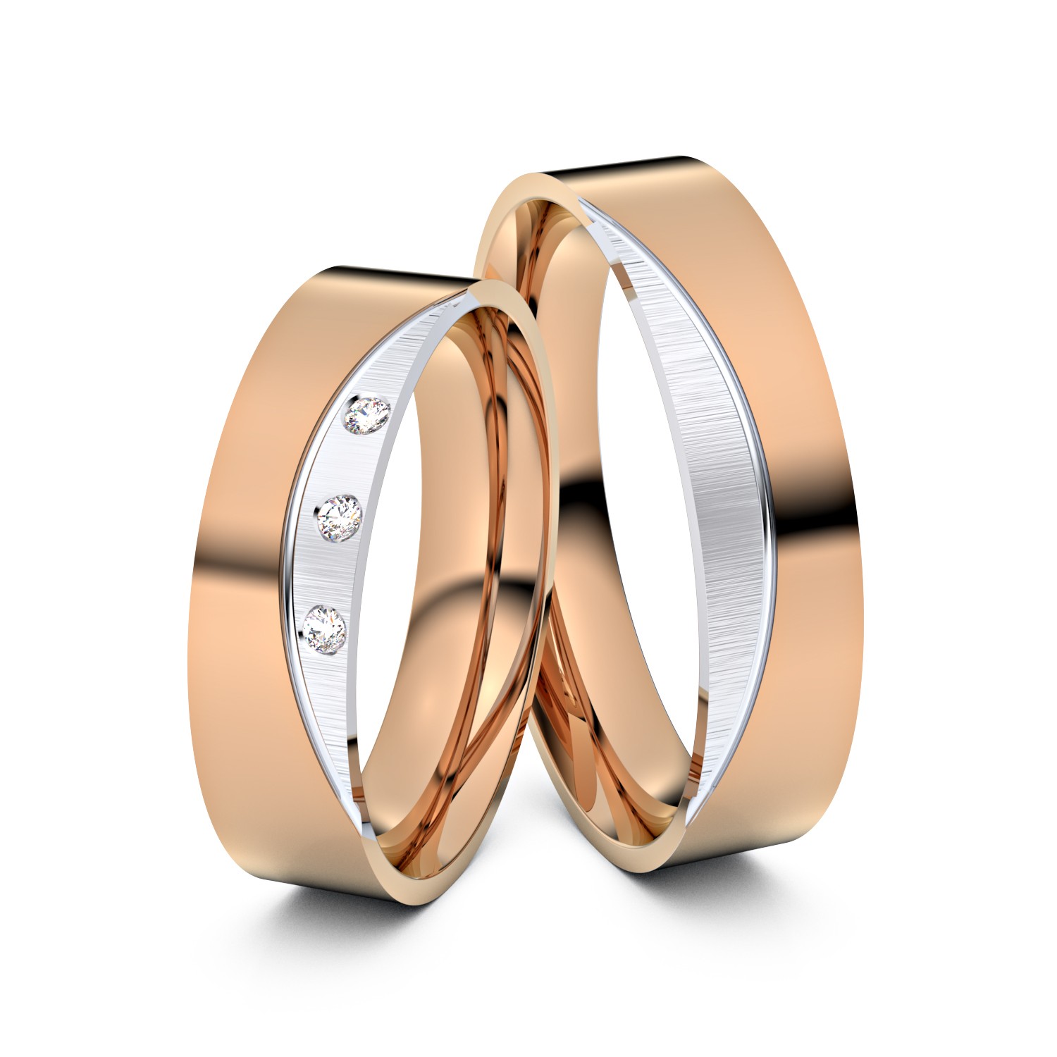 Brillanten-Trauringe Third Moon 750er Rotgold-Weißgold – opt. mit Gravur, Farbe, wählbarer Reinheitsstufe & hochwertigem Holzetui Unkategorisiert online kaufen