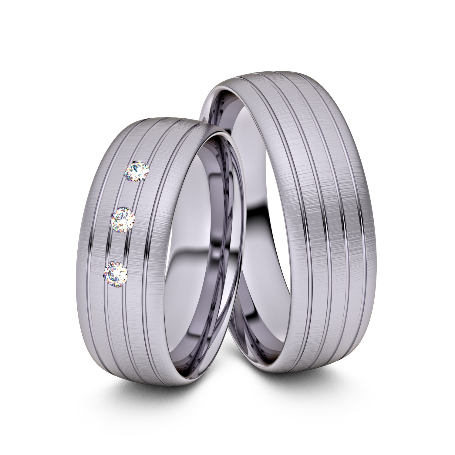 Brillanten-Trauringe Vier Fugen 585er Palladium – opt. mit Gravur, Farbe, wählbarer Reinheitsstufe & hochwertigem Holzetui Unkategorisiert online kaufen
