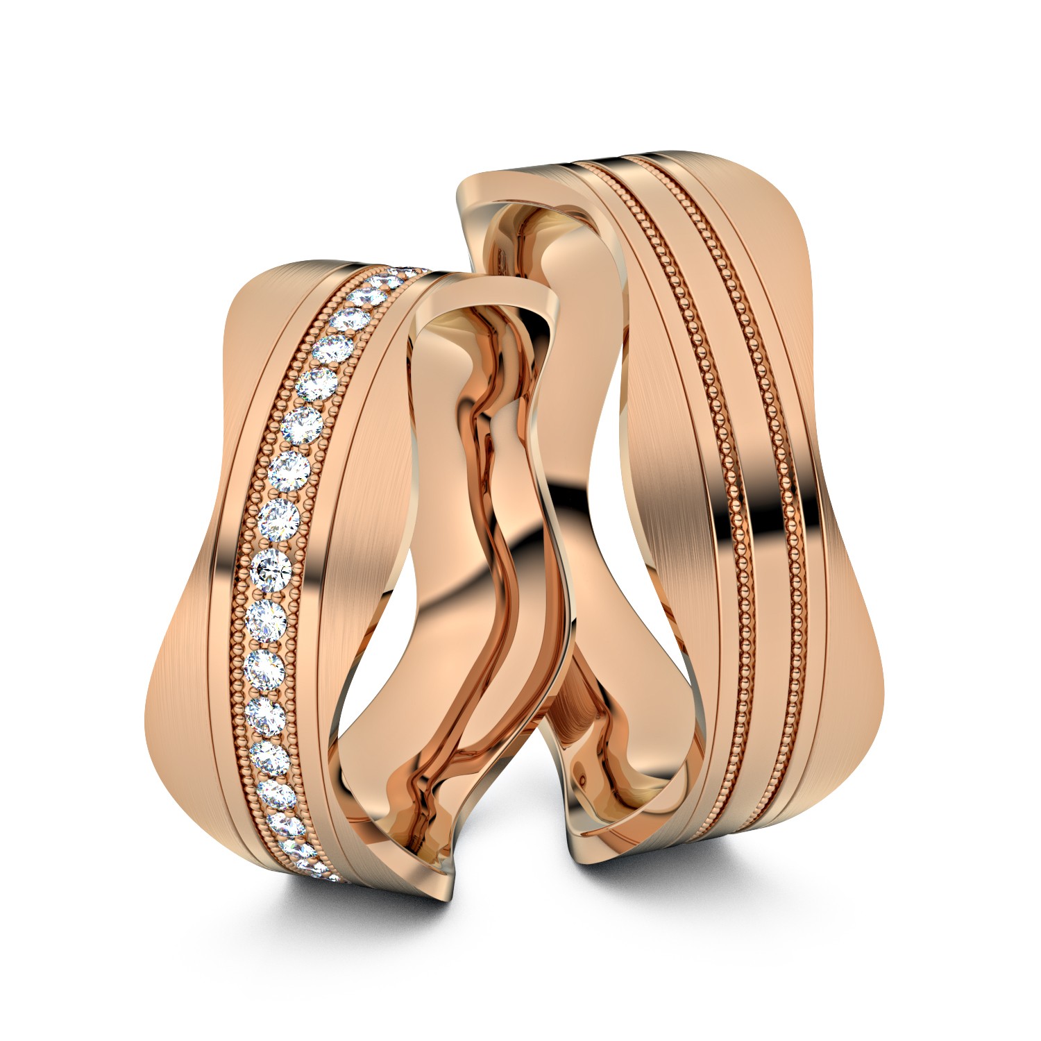 Brillanten-Trauringe Wavy Pearls 333er Rotgold – opt. mit Gravur, Farbe, wählbarer Reinheitsstufe & hochwertigem Holzetui Unkategorisiert online kaufen