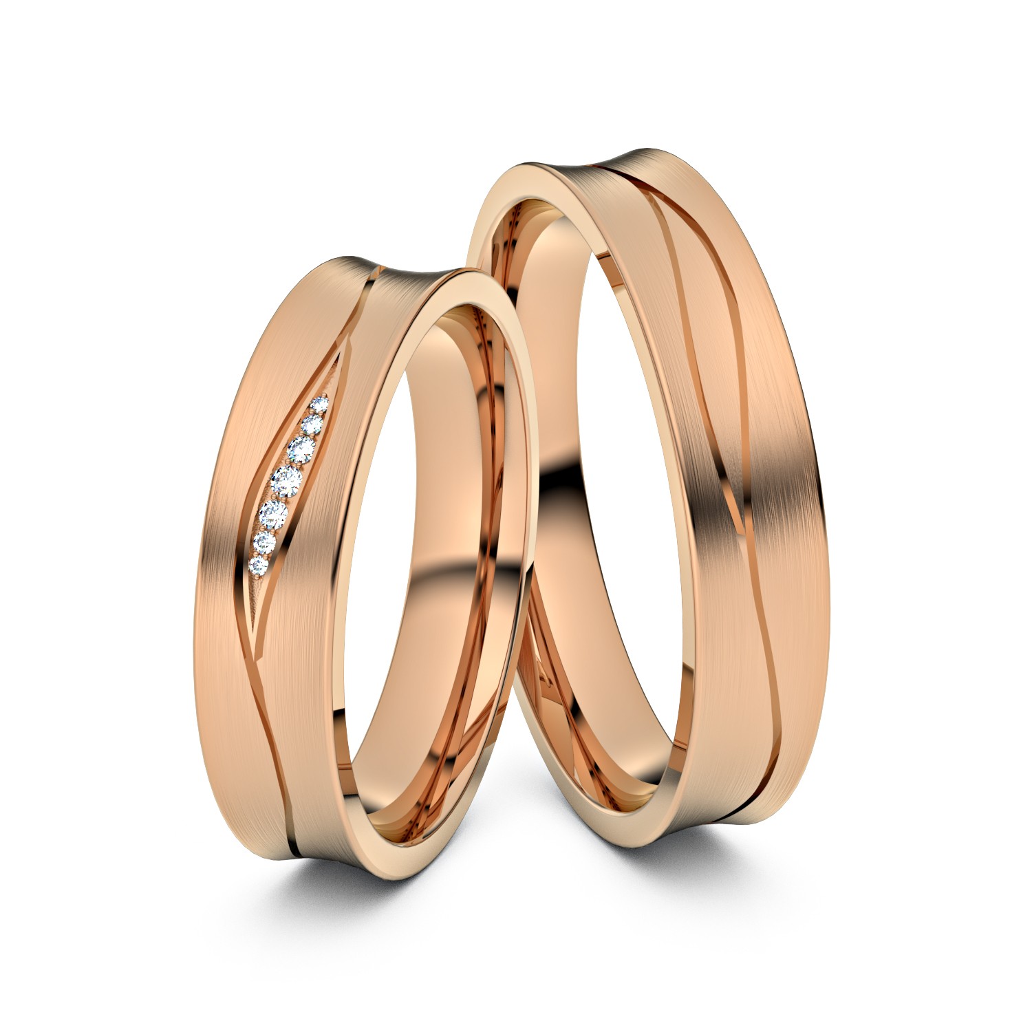 Brillanten-Trauringe Wellenblick 750er Rotgold – opt. mit Gravur, Farbe, wählbarer Reinheitsstufe & hochwertigem Holzetui Unkategorisiert online kaufen