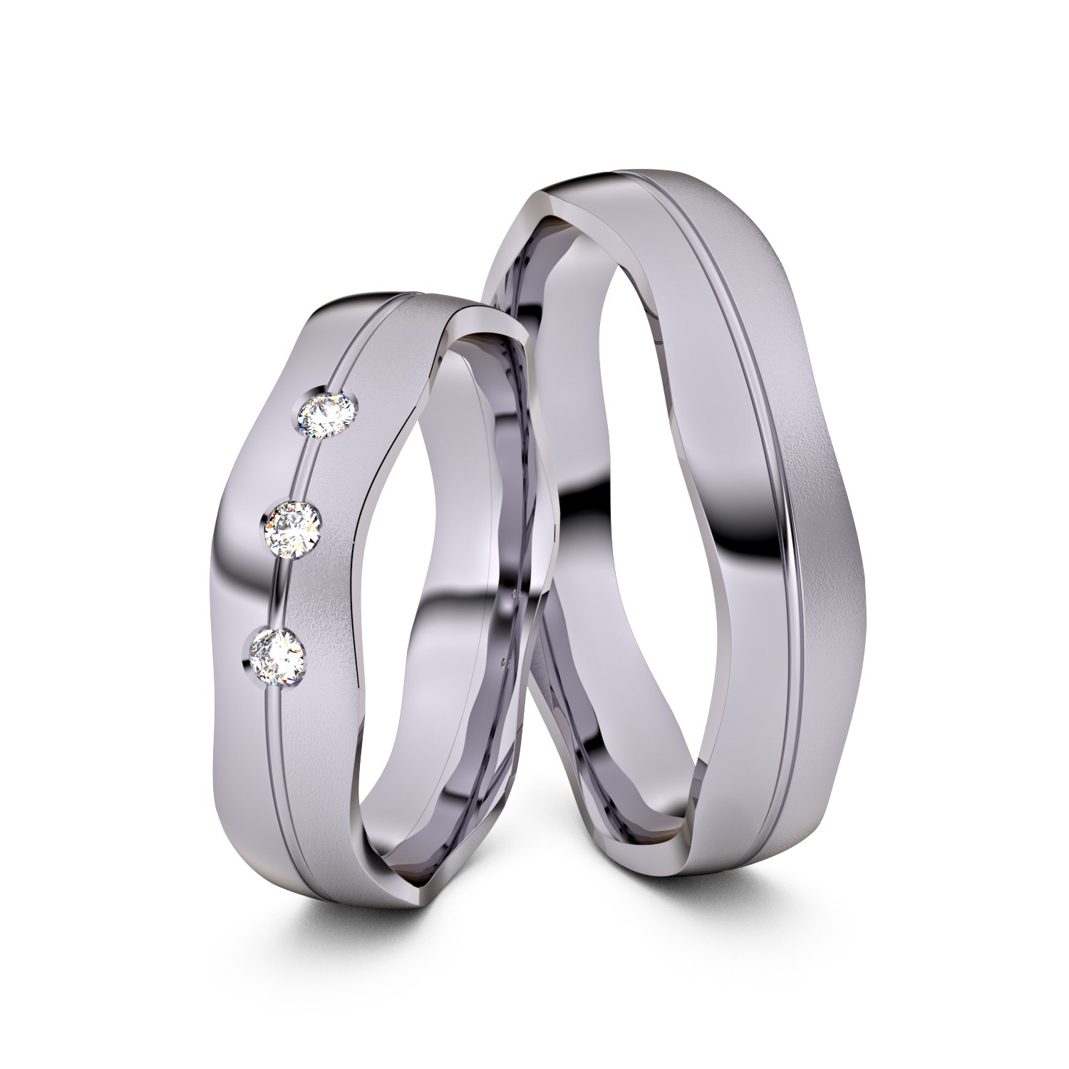 Brillanten-Trauringe Wide Wavy 585er Palladium – opt. mit Gravur, Farbe, wählbarer Reinheitsstufe & hochwertigem Holzetui Unkategorisiert online kaufen