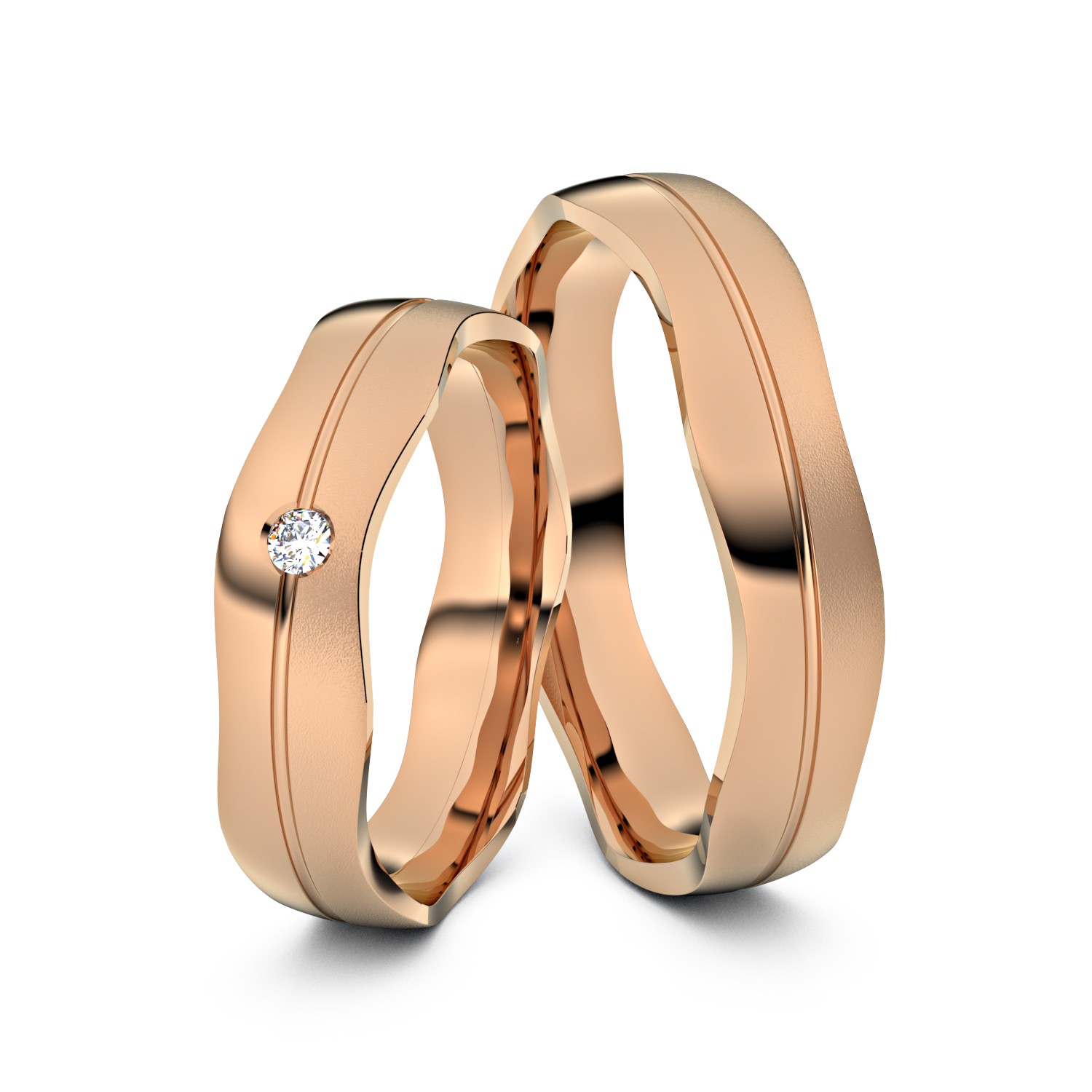 Brillanten-Trauringe Wide Wavy 585er Rotgold – opt. mit Gravur, Farbe, wählbarer Reinheitsstufe & hochwertigem Holzetui Unkategorisiert online kaufen