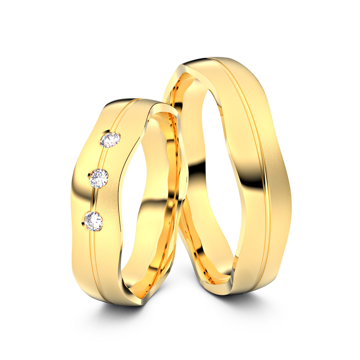 Brillanten-Trauringe Wide Wavy 750er Gelbgold – opt. mit Gravur, Farbe, wählbarer Reinheitsstufe & hochwertigem Holzetui Unkategorisiert online kaufen