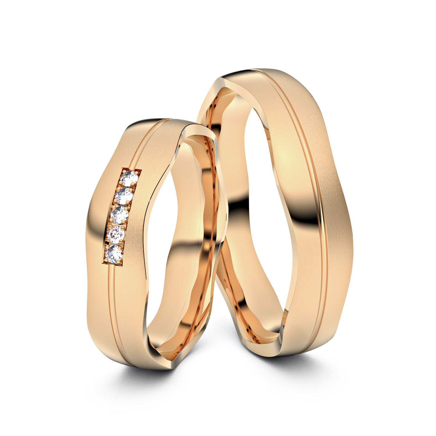 Brillanten-Trauringe Wide Wavy 750er Roségold – opt. mit Gravur, Farbe, wählbarer Reinheitsstufe & hochwertigem Holzetui Unkategorisiert online kaufen