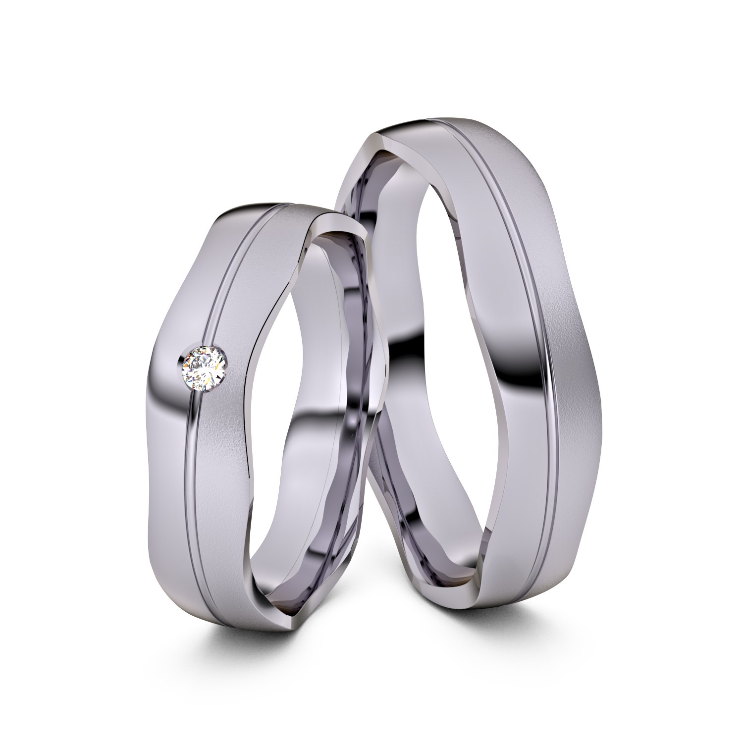 Brillanten-Trauringe Wide Wavy 950er Palladium – opt. mit Gravur, Farbe, wählbarer Reinheitsstufe & hochwertigem Holzetui Unkategorisiert online kaufen