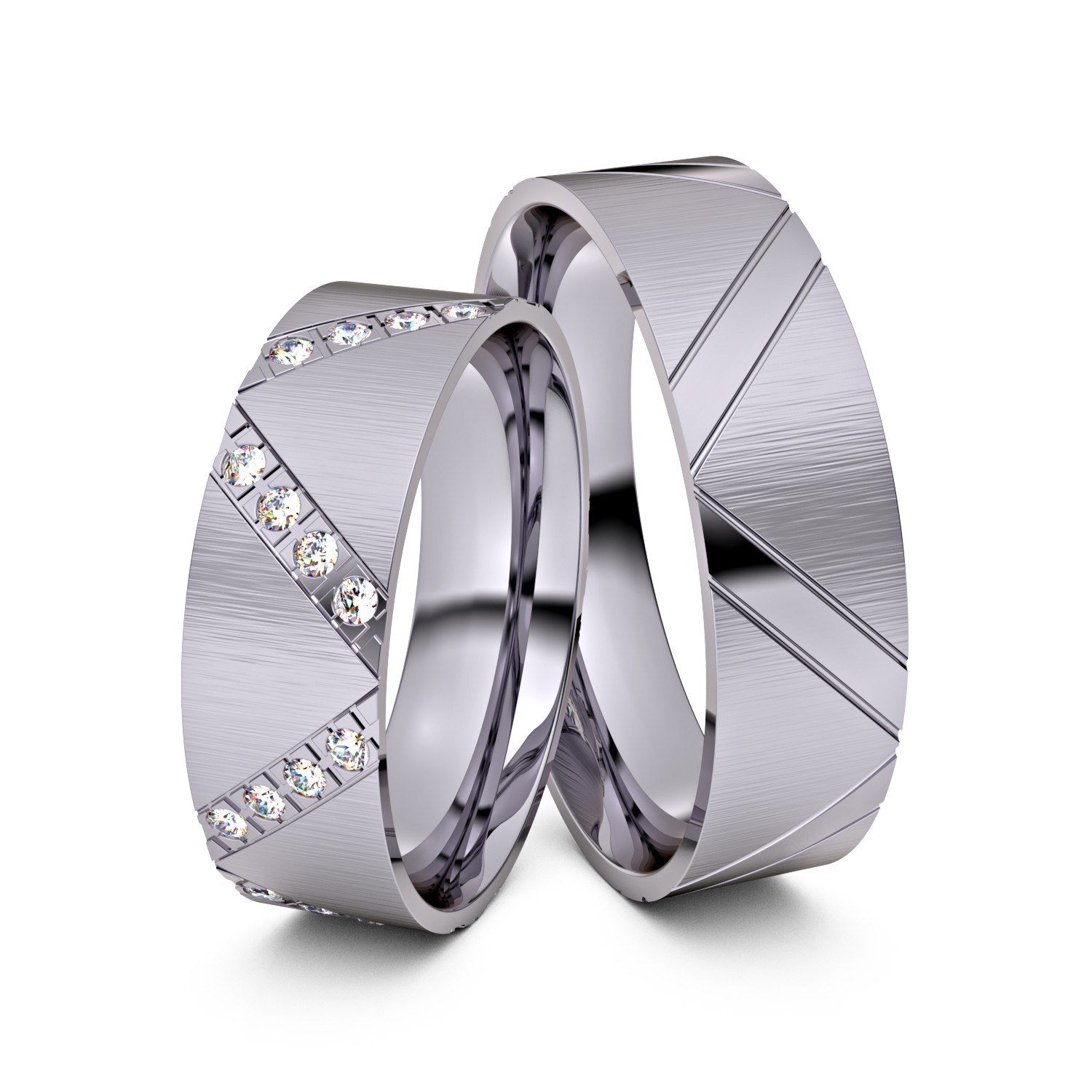 Brillanten-Trauringe Zick-Zack 950er Palladium – opt. mit Gravur, Farbe, wählbarer Reinheitsstufe & hochwertigem Holzetui Unkategorisiert online kaufen