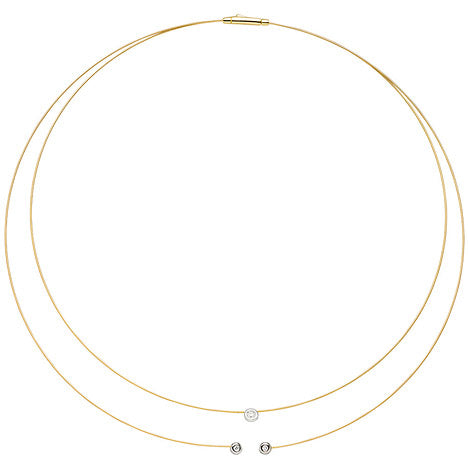 Collier Halskette 2-reihig 750 Gold bicolor 3 Diamanten Brillanten 42 cm Kette Unkategorisiert online kaufen