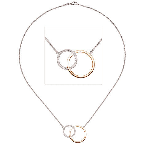 Collier Halskette 585 Gold Weißgold Rotgold bicolor 25 Diamanten Brillanten Unkategorisiert online kaufen