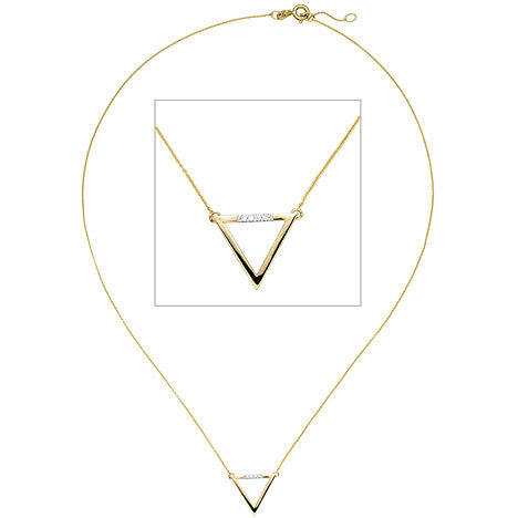 Collier Halskette Dreieck 585 Gold Gelbgold 5 Diamanten Brillanten 42 cm Kette Unkategorisiert online kaufen