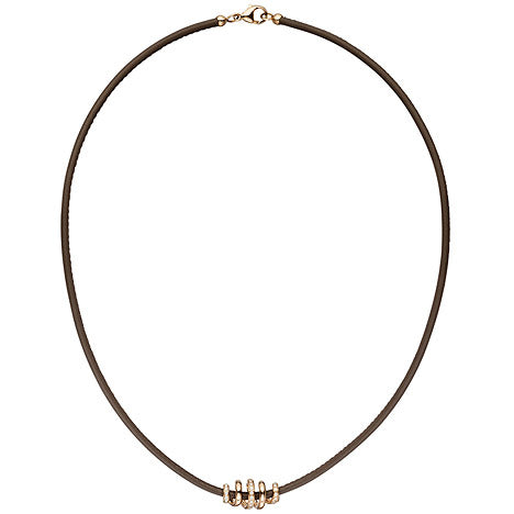 Collier Halskette Leder taupe mit 585 Gold Rotgold 47 Diamanten Brillanten 45 cm Unkategorisiert online kaufen