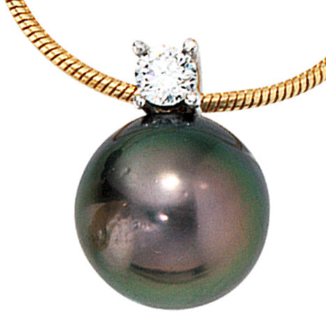 Collier Kette mit Anhänger 585 Gold 1 Tahiti Perle 1 Diamant Brilllant 42 cm Unkategorisiert online kaufen