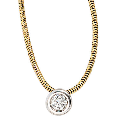 Collier Kette mit Anhänger 585 Gold bicolor 1 Diamant Brillant 42 cm Halskette Unkategorisiert online kaufen
