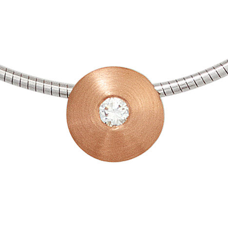 Collier Kette mit Anhänger 585 Gold bicolor 1 Diamant Brillant 42 cm Halskette Unkategorisiert online kaufen