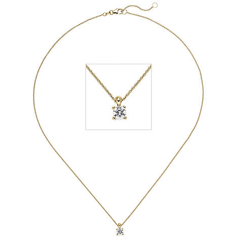 Collier Kette mit Anhänger 585 Gold Gelbgold 1 Diamant Brillant 0 50 ct. 45 cm Unkategorisiert online kaufen