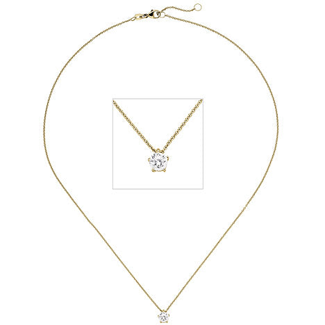 Collier Kette mit Anhänger 585 Gold Gelbgold 1 Diamant Brillant 0 70 ct. 45 cm Unkategorisiert online kaufen