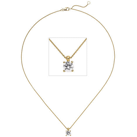 Collier Kette mit Anhänger 585 Gold Gelbgold 1 Diamant Brillant 1 0 ct. 45 cm Unkategorisiert online kaufen