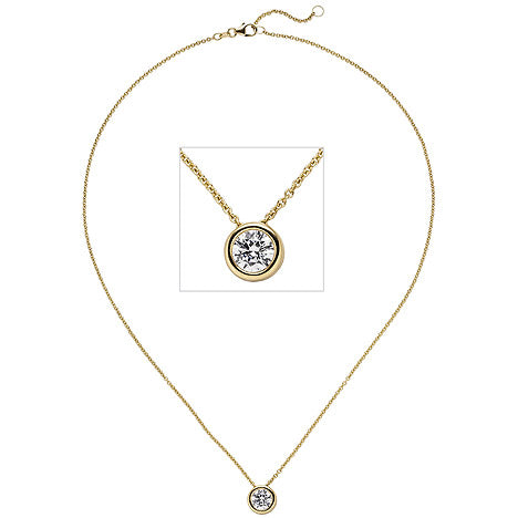 Collier Kette mit Anhänger 585 Gold Gelbgold 1 Diamant Brillant 1 0 ct. 45 cm Unkategorisiert online kaufen
