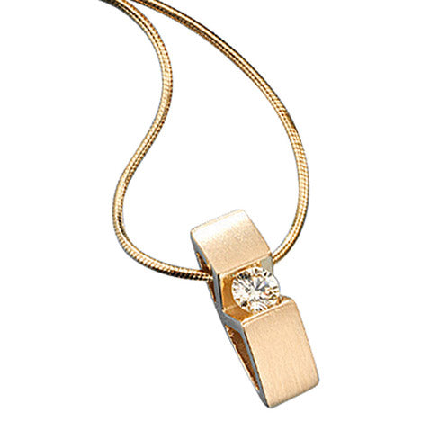 Collier Kette mit Anhänger 585 Gold Gelbgold 1 Diamant Brillant 42 cm Halskette Unkategorisiert online kaufen