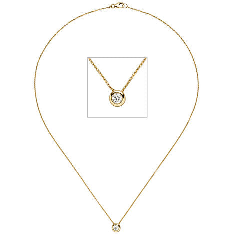 Collier Kette mit Anhänger 585 Gold Gelbgold 1 Diamant Brillant 45 cm Unkategorisiert online kaufen