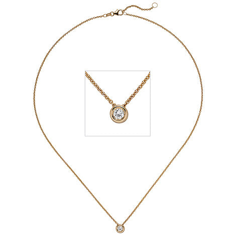 Collier Kette mit Anhänger 585 Gold Rotgold 1 Diamant Brillant 0 15 ct. 45 cm Unkategorisiert online kaufen