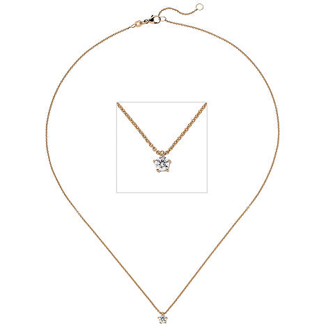 Collier Kette mit Anhänger 585 Gold Rotgold 1 Diamant Brillant 0 15 ct. 45 cm Unkategorisiert online kaufen