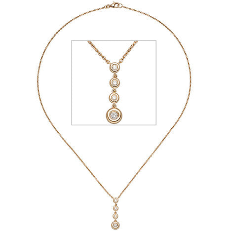 Collier Kette mit Anhänger 585 Gold Rotgold 4 Diamanten Brillanten 44 cm Unkategorisiert online kaufen