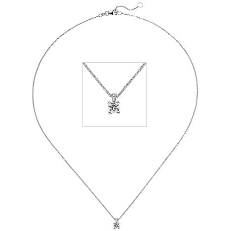Collier Kette mit Anhänger 585 Gold Weißgold 1 Diamant Brillant 0 15 ct. 45 cm Unkategorisiert online kaufen