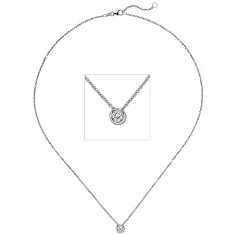 Collier Kette mit Anhänger 585 Gold Weißgold 1 Diamant Brillant 0 15 ct. 45 cm Unkategorisiert online kaufen