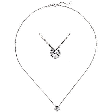 Collier Kette mit Anhänger 585 Gold Weißgold 1 Diamant Brillant 0 5 ct. 45 cm Unkategorisiert online kaufen
