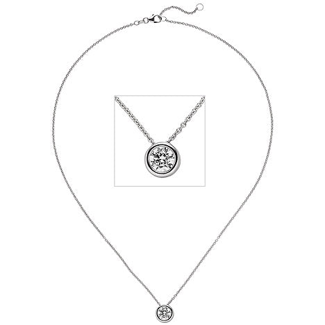 Collier Kette mit Anhänger 585 Gold Weißgold 1 Diamant Brillant 1 0 ct. 45 cm Unkategorisiert online kaufen