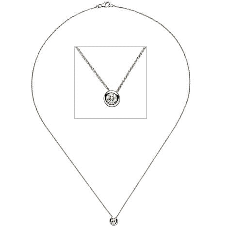 Collier Kette mit Anhänger 585 Gold Weißgold 1 Diamant Brillant 45 cm Unkategorisiert online kaufen