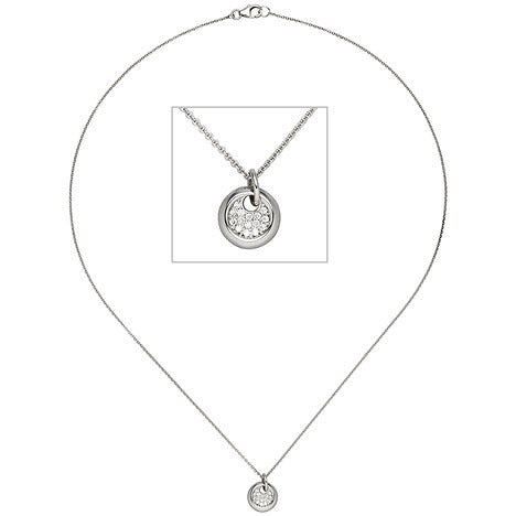 Collier Kette mit Anhänger 585 Gold Weißgold 15 Diamanten Brillanten 43 cm Unkategorisiert online kaufen
