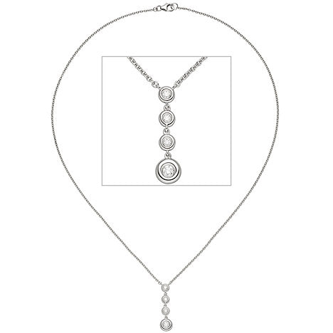Collier Kette mit Anhänger 585 Gold Weißgold 4 Diamanten Brillanten 43 cm Unkategorisiert online kaufen