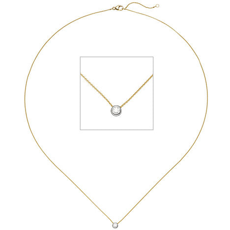 Collier Kette mit Anhänger 750 Gold Gelbgold Weißgold bicolor 1 Diamant Brillant Unkategorisiert online kaufen