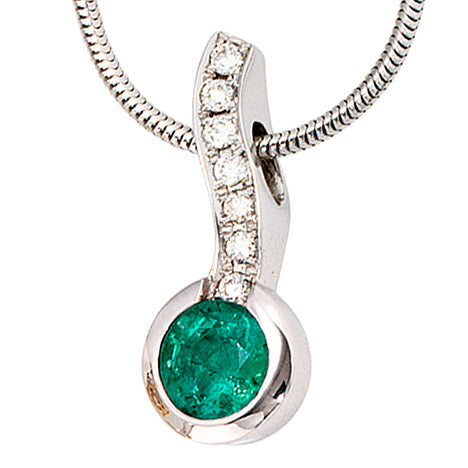 Collier Kette mit Anhänger 750 Weißgold 7 Diamanten Brillanten 1 Smaragd grün Unkategorisiert online kaufen