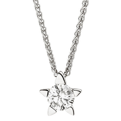 Collier Kette mit Anhänger Stern 585 Gold Weißgold 1 Diamant Brillant 42 cm Unkategorisiert online kaufen
