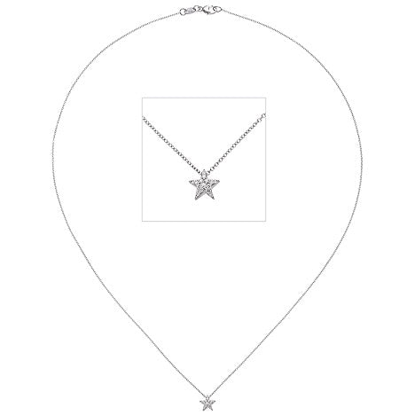 Collier Kette mit Anhänger Stern 585 Gold Weißgold 16 Diamanten Brillanten 42 cm Unkategorisiert online kaufen