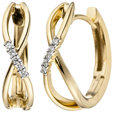 Creolen 585 Gold Gelbgold 10 Diamanten Brillanten 0 06ct. Ohrringe Goldohrringe Unkategorisiert online kaufen