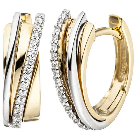 Creolen 585 Gold Gelbgold Weißgold bicolor 32 Diamanten Brillanten Ohrringe Unkategorisiert online kaufen