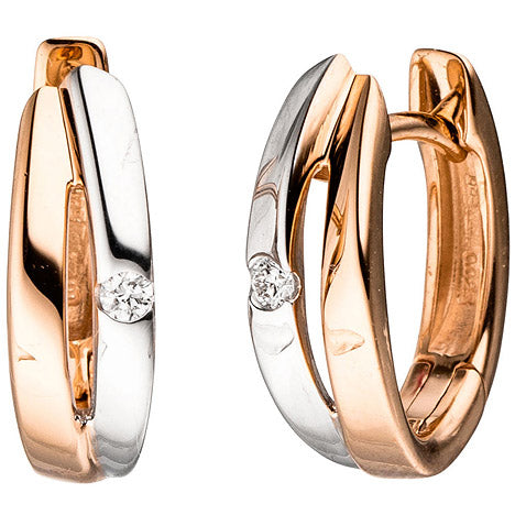 Creolen 585 Gold Rotgold bicolor 2 Diamanten Brillanten Ohrringe Goldcreolen Unkategorisiert online kaufen