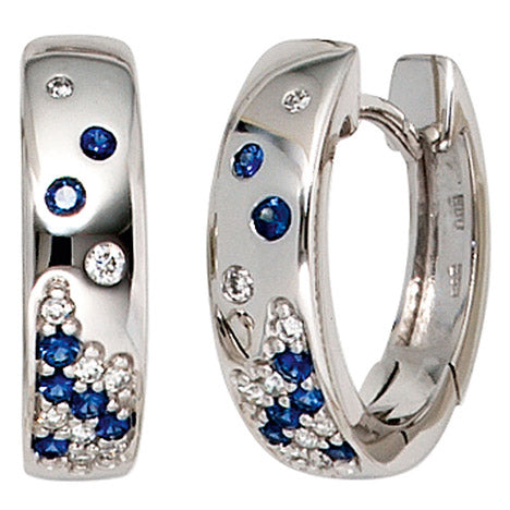 Creolen 585 Gold Weißgold 18 Diamanten Brillanten 14 Safire blau Ohrringe Unkategorisiert online kaufen