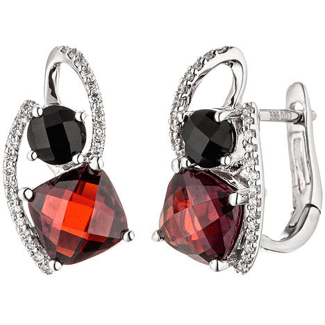 Creolen 585 Gold Weißgold 48 Diamanten Brillanten 2 Granate rot 2 Onyxe Unkategorisiert online kaufen