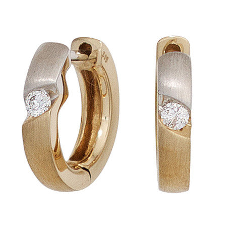 Creolen rund 585 Gold Gelbgold bicolor matt 2 Diamanten Brillanten Ohrringe Unkategorisiert online kaufen
