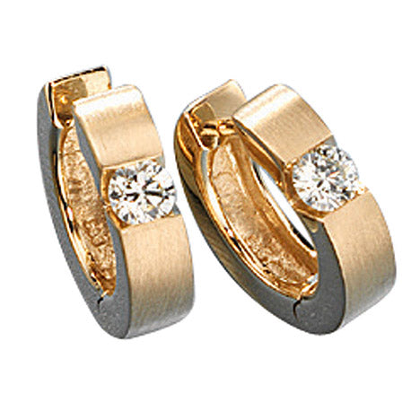 Creolen rund 585 Gold Gelbgold matt 2 Diamanten Brillanten 0 30ct. Ohrringe Unkategorisiert online kaufen